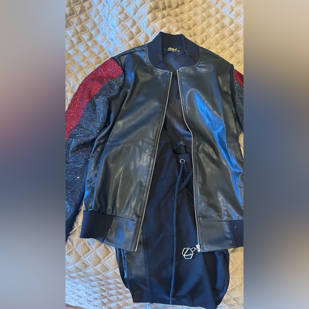Prada Black and Red Bomber Jacket and pant